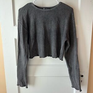 Zara Charcoal Ribbed Crop Top